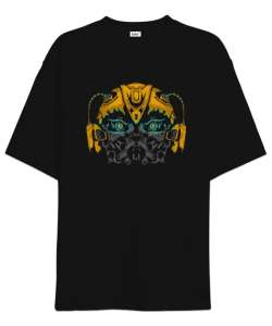 Alien Head - Yaratık Siyah Oversize Unisex Tişört