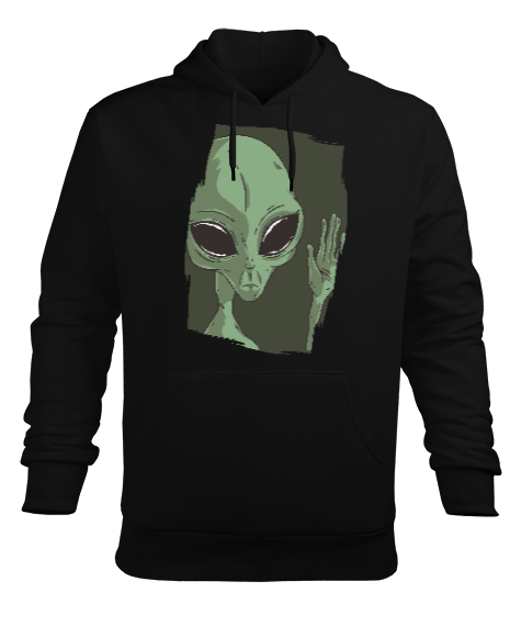 Alien Uzaylı Siyah Erkek Kapüşonlu Hoodie Sweatshirt