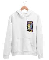 ALL HEROS Beyaz Unisex Kapşonlu Sweatshirt - Thumbnail