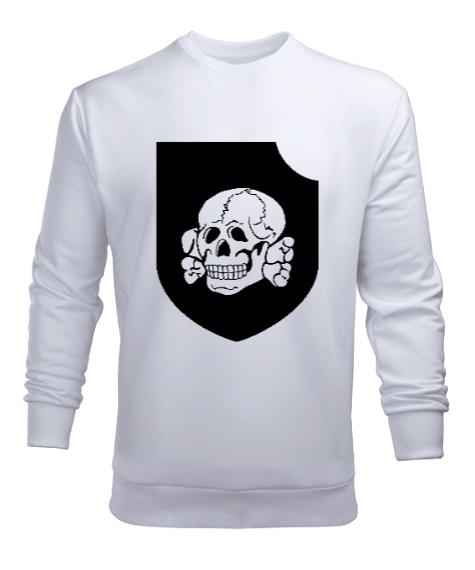 Tisho - ALMAN SEÇKİN SAVAŞ BİRLİĞİ KOMANDO KURU KAFA SKULL Beyaz Erkek Sweatshirt