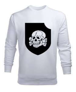 ALMAN SEÇKİN SAVAŞ BİRLİĞİ KOMANDO KURU KAFA SKULL Beyaz Erkek Sweatshirt