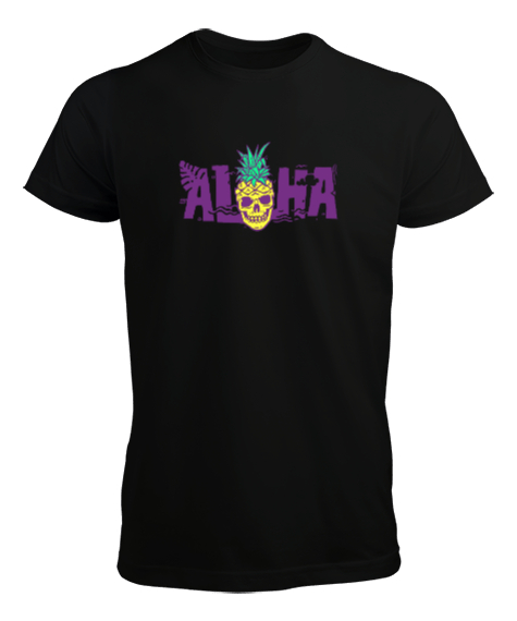 Tisho - Aloha - Ananas Skull Siyah Erkek Tişört