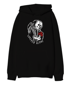 Alone Skeleton Oversize Unisex Kapüşonlu Sweatshirt