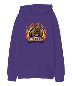 American bully Mor Oversize Unisex Kapüşonlu Sweatshirt