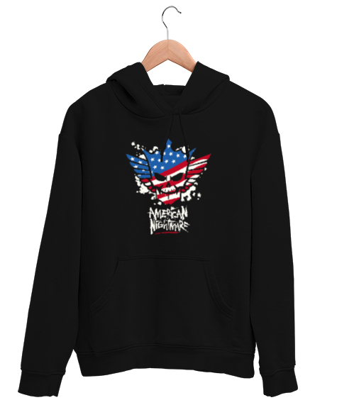 Tisho - American Nightmare - Amerikan Kabusu Siyah Unisex Kapşonlu Sweatshirt