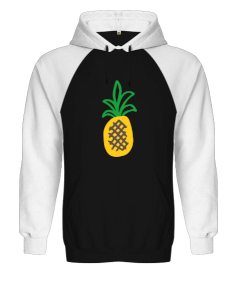 Ananas Tasarımlı Orjinal Reglan Hoodie Unisex Sweatshirt