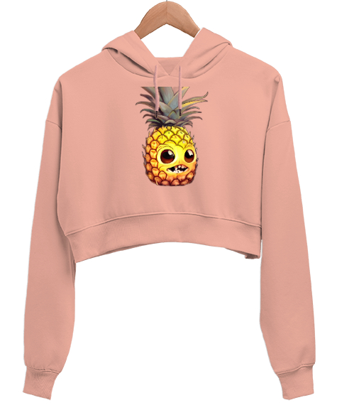 Ananas Yavru Ağzı Kadın Crop Hoodie Kapüşonlu Sweatshirt