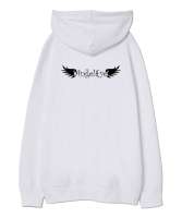 Angel Eye - Melek Gözleri - Kanatlar - Sırt Baskılı Beyaz Oversize Unisex Kapüşonlu Sweatshirt - Thumbnail