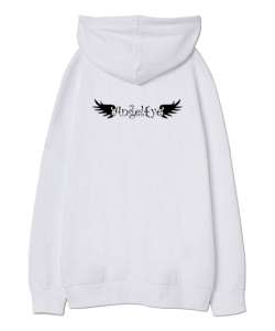 Angel Eye - Melek Gözleri - Kanatlar - Sırt Baskılı Beyaz Oversize Unisex Kapüşonlu Sweatshirt