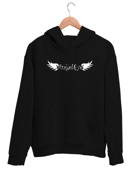 Tisho - Angel Eye - Melek Gözleri - Kanatlar Siyah Unisex Kapşonlu Sweatshirt