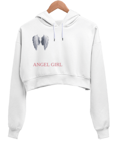 angel girl Kadın Crop Hoodie Kapüşonlu Sweatshirt