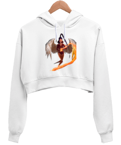 Angel Kadın Crop Hoodie Kapüşonlu Sweatshirt