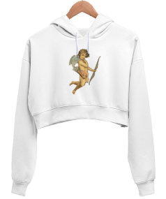 angel Kadın Crop Hoodie Kapüşonlu Sweatshirt