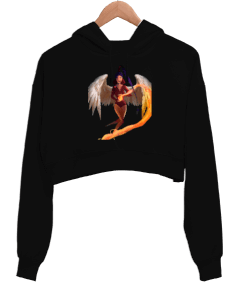 Angel Kadın Crop Hoodie Kapüşonlu Sweatshirt