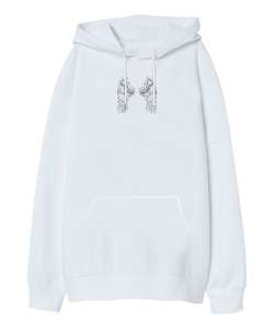 Angel Wings - Melek Kanadı - Çift Taraflı Beyaz Oversize Unisex Kapüşonlu Sweatshirt