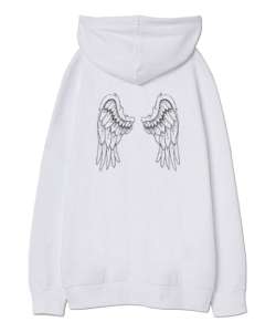 Angel Wings - Melek Kanadı - Çift Taraflı Beyaz Oversize Unisex Kapüşonlu Sweatshirt