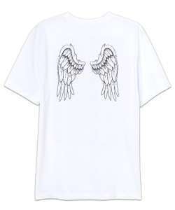 Angel Wings - Melek Kanadı - Çift Taraflı Beyaz Oversize Unisex Tişört