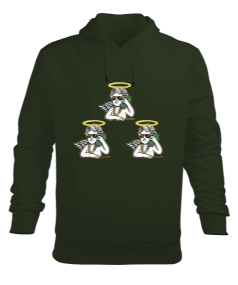 ANGELS HAKİ Erkek Kapüşonlu Hoodie Sweatshirt