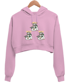 ANGİRLS Kadın Crop Hoodie Kapüşonlu Sweatshirt