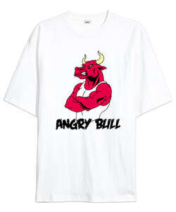 Angry Bull Beyaz Oversize Unisex Tişört