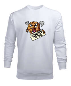 Angry Cookie Beyaz Erkek Sweatshirt