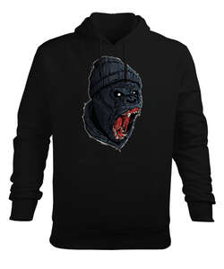 Angry Gorilla Siyah Erkek Kapüşonlu Hoodie Sweatshirt