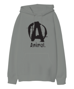 Animal Baskılı Oversize Unisex Kapüşonlu Sweatshirt