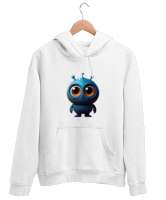 Animasyon Tasarım No:1 Beyaz Unisex Kapşonlu Sweatshirt - Thumbnail