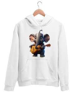 Animasyon Tasarım No:3 Beyaz Unisex Kapşonlu Sweatshirt