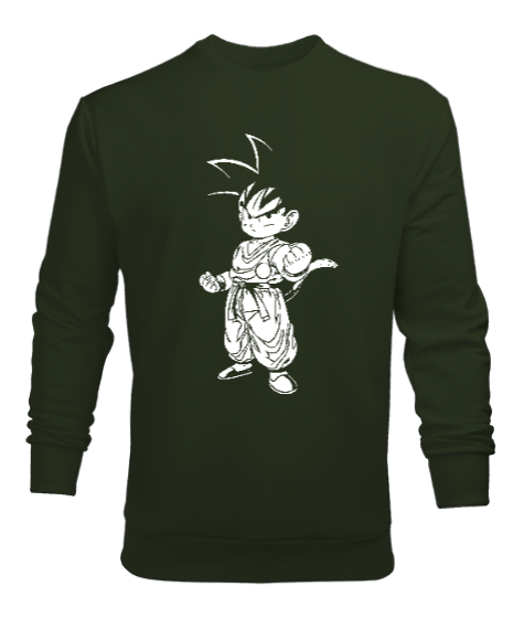 Anime - Çizim Karakter Haki Yeşili Erkek Sweatshirt