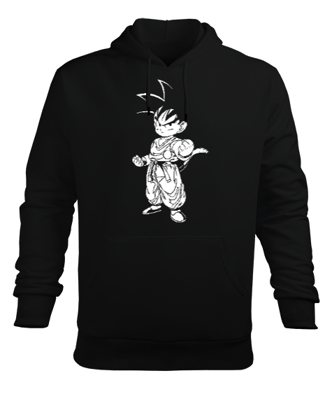 Anime - Çizim Karakter Siyah Erkek Kapüşonlu Hoodie Sweatshirt