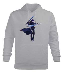 Anime - Çizim Karakter V2 Gri Erkek Kapüşonlu Hoodie Sweatshirt