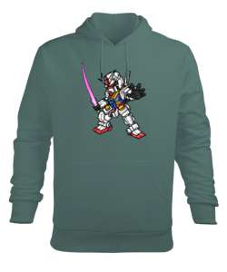 Anime - Çizim Robot Çağla Yeşili Erkek Kapüşonlu Hoodie Sweatshirt