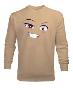 Anime Face - Yüz İfadesi Camel Erkek Sweatshirt