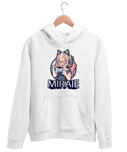 Anime Girl Beyaz Unisex Kapşonlu Sweatshirt