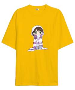 Anime Girl - Kız Çizim Sarı Oversize Unisex Tişört