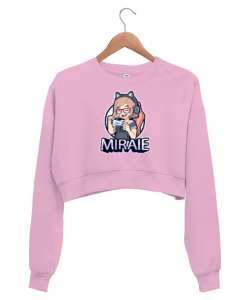 Anime Girl Pembe Kadın Crop Sweatshirt