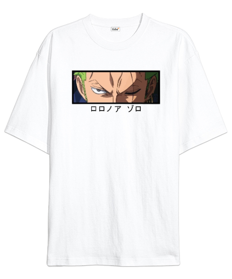 Tisho - Anime Gözler Beyaz Oversize Unisex Tişört