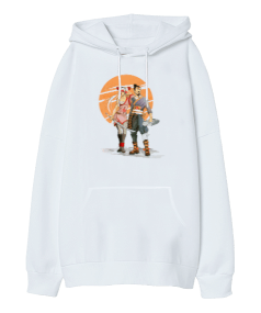 Anime Samurai Oversize Unisex Kapüşonlu Sweatshirt