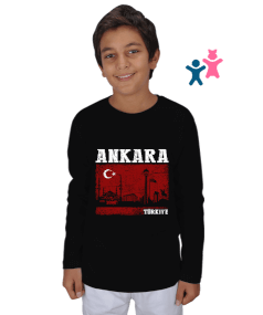 ankara, ankara şehir ,Türkiye,Türkiye bayrağı. Çocuk Unisex Uzunkollu