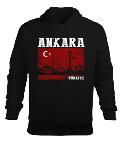 ankara, ankara şehir ,Türkiye,Türkiye bayrağı. Erkek Kapüşonlu Hoodie Sweatshirt