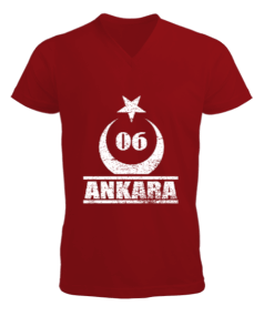 ankara, ankara şehir ,Türkiye,Türkiye bayrağı. Erkek Kısa Kol V Yaka Tişört