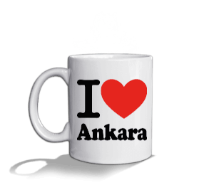 Ankara seviyorum ve korkma yazısı baskılı Beyaz Kupa Bardak