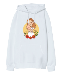 Anne Ve Bebek Oversize Unisex Kapüşonlu Sweatshirt