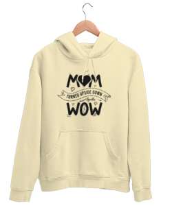 Anne Wow - Mom Turn Wow Krem Unisex Kapşonlu Sweatshirt