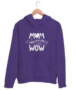 Anne Wow - Mom Turn Wow Mor Unisex Kapşonlu Sweatshirt