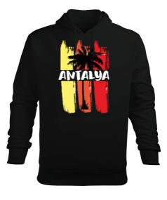 Antalya Şehri Gün Batımı Erkek Kapüşonlu Hoodie Sweatshirt