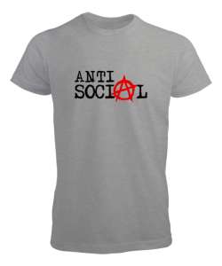 Anti Sosyal - Anti Social Gri Erkek Tişört