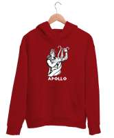 Apollo - Kehanet - Güzellik - Gençlik - Işığın Mitolojik Tanrısı Kırmızı Unisex Kapşonlu Sweatshirt - Thumbnail