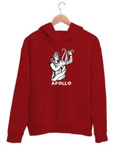 Apollo - Kehanet - Güzellik - Gençlik - Işığın Mitolojik Tanrısı Kırmızı Unisex Kapşonlu Sweatshirt